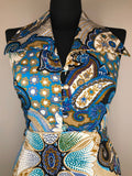 womens  vintage  Urban Village Vintage  urban village  summer dress  summer  maxi dress  large collar  hippie  full length  floral print  button detailing  blue  8  70s  70  1970s