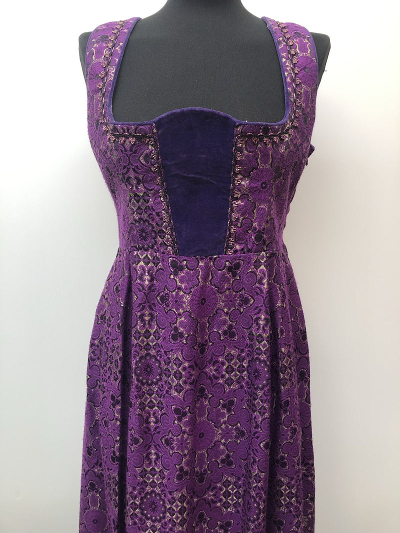 womens  vintage  Urban Village Vintage  summer  purple  medieval  maxi dress  maxi  floral dress  dress  basque design  70s  1970s  10