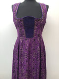 womens  vintage  Urban Village Vintage  summer  purple  medieval  maxi dress  maxi  floral dress  dress  basque design  70s  1970s  10