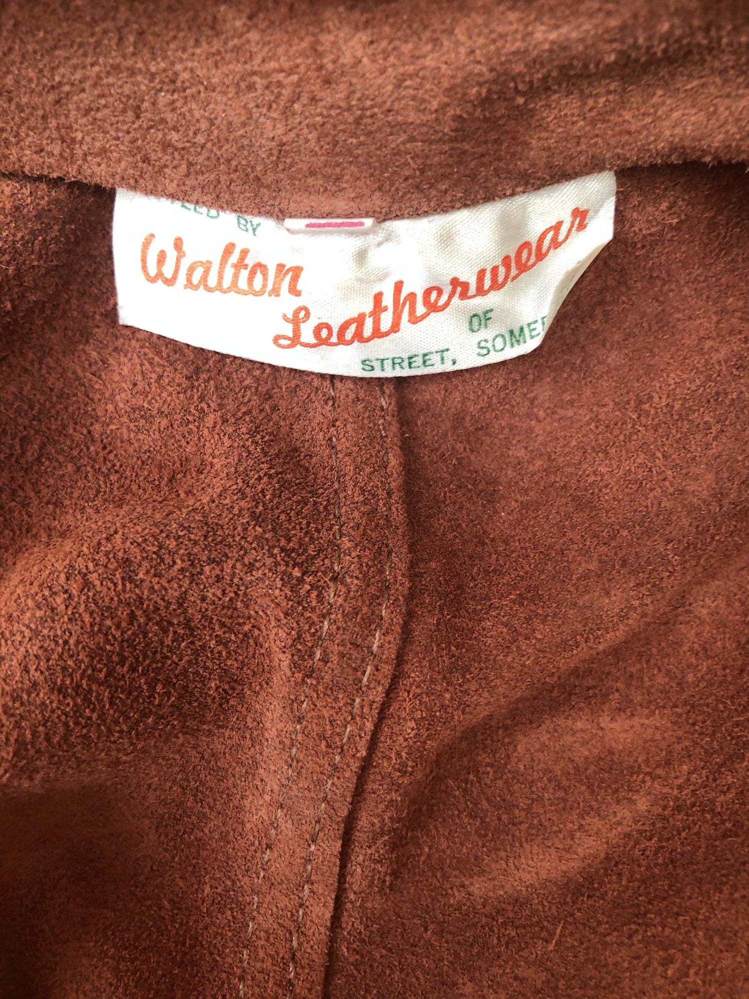 womens jacket  womens coat  womens  Walton Leatherwear  waistcoat  waist belt  vintage  vest  Urban Village Vintage  summer  Suede Jacket  Suede  press stud fastening  Jacket  fitted  collar  brown  70  1970s  12