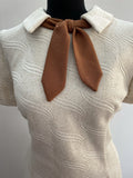 womens  vintage  shift dress  shift  scooter dress  scooter  roll neck  retro  pussy bow  modette  mod  dress  cream  brown  bow  12