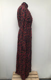 zip  womens  vintage  Urban Village Vintage  urban village  multi  maxi dress  high neck  floral print  dress  black  back zip  70s  70  1970s  10