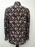 womens  vintage  Urban Village Vintage  urban village  thick  Shirt  S  retro  printed  print  long sleeves  long sleeve  collar  brown  blue  big collar  beagle collar  70s  70  1970s  16