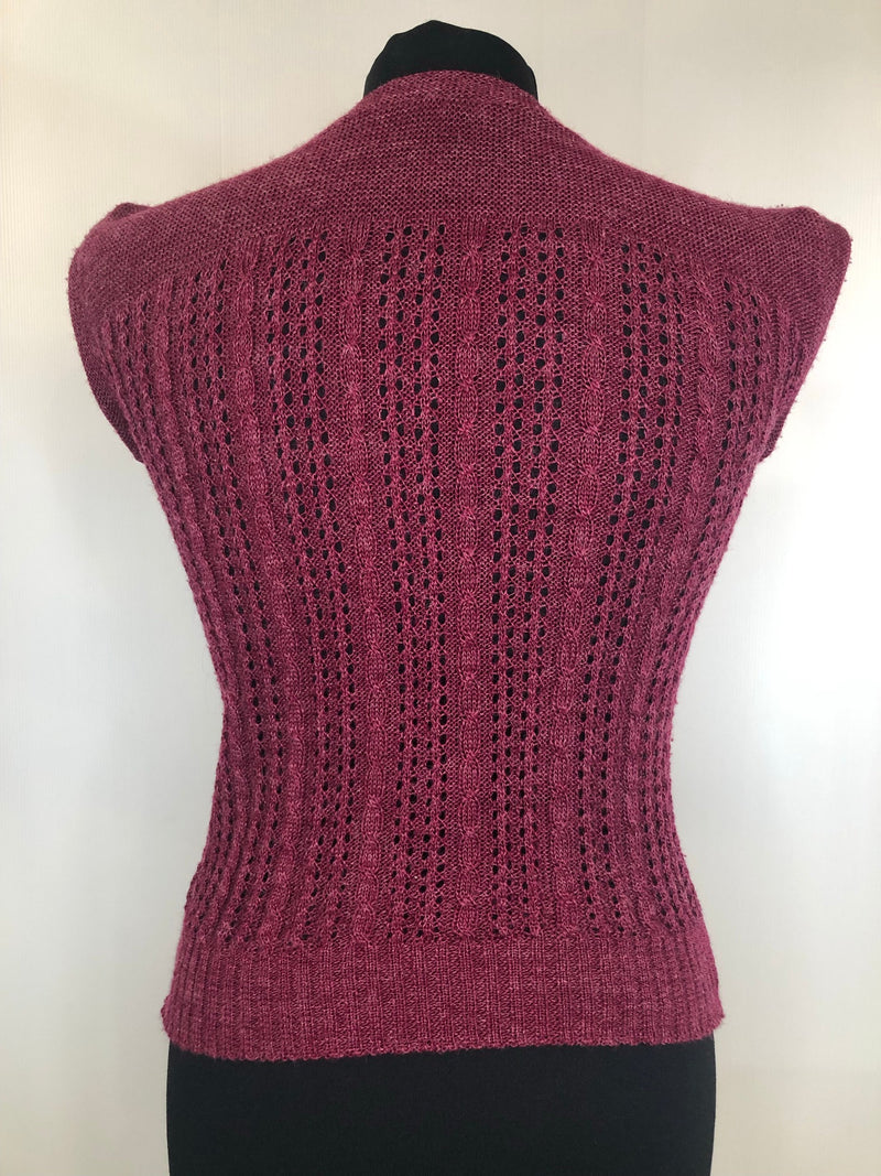 womens  waistcoat  vintage  vest  Urban Village Vintage  urban village  tank  sleeveless  ribbed design  Ribbed  red  Lightweight Knit  light knitwear  knitwear  knitted  knit  Harold Ingram  button up  button front  button  burugndy  8