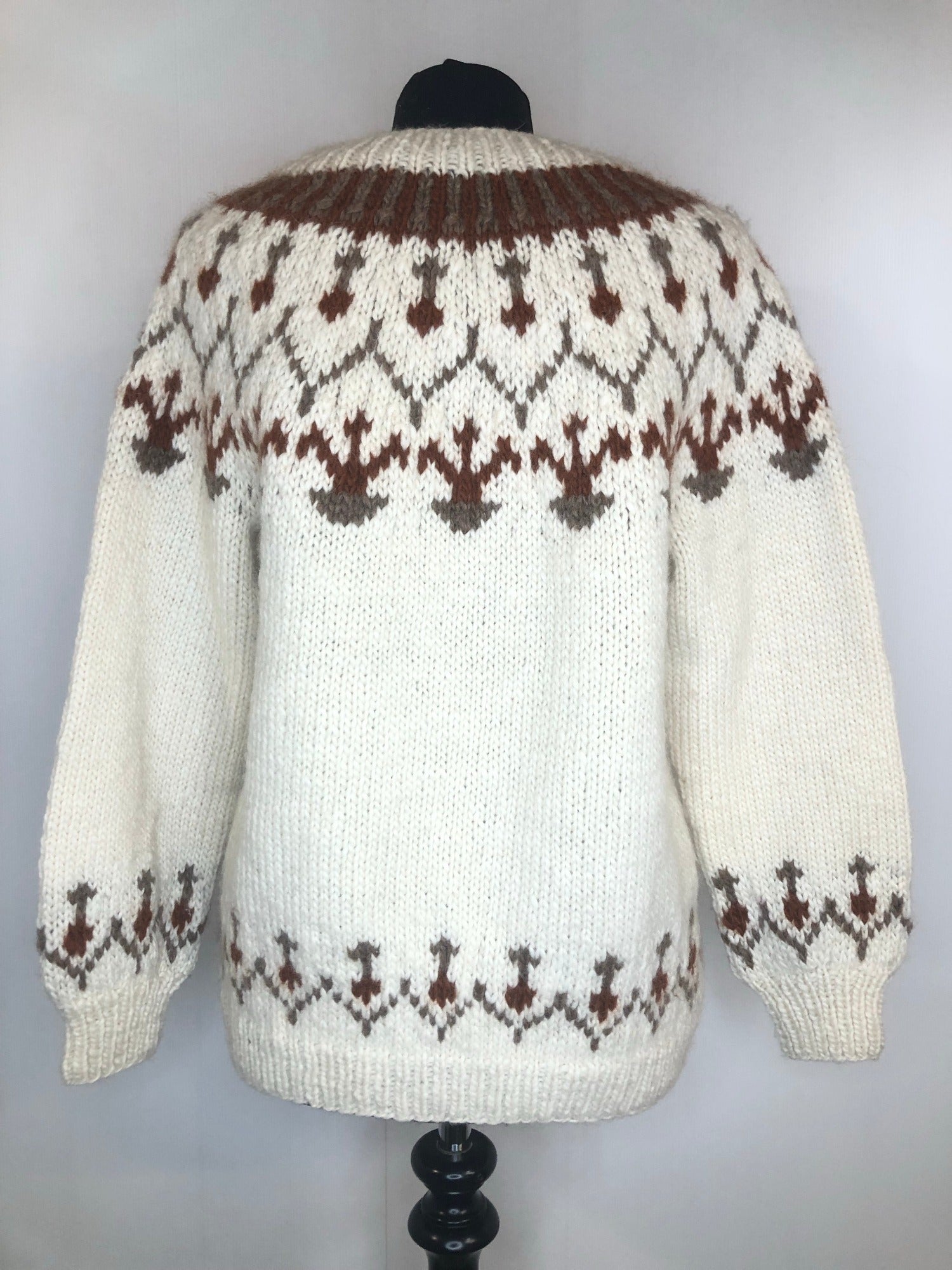 Wool Blend  wool  womens  vintage  Urban Village Vintage  urban village  round neck  patterned  pattern  long sleeves  Long sleeved top  long sleeve  knitwear  knitted  knit  Jacket  fairisle  cream  button down  brown  60s  1960s  12