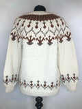 Wool Blend  wool  womens  vintage  Urban Village Vintage  urban village  round neck  patterned  pattern  long sleeves  Long sleeved top  long sleeve  knitwear  knitted  knit  Jacket  fairisle  cream  button down  brown  60s  1960s  12