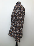 womens  vintage  Urban Village Vintage  urban village  thick  Shirt  S  retro  printed  print  long sleeves  long sleeve  collar  brown  blue  big collar  beagle collar  70s  70  1970s  16