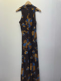 zip  womens  vintage  Urban Village Vintage  summer dress  summer  sleevless  shirt dress  printed dress  patterned dress  patterned  maxi dress  maxi  long dress  floral dress  dress  dagger collar  collared dress  collar dress  collar  brown  big collar  back zip  70s  6  1970s