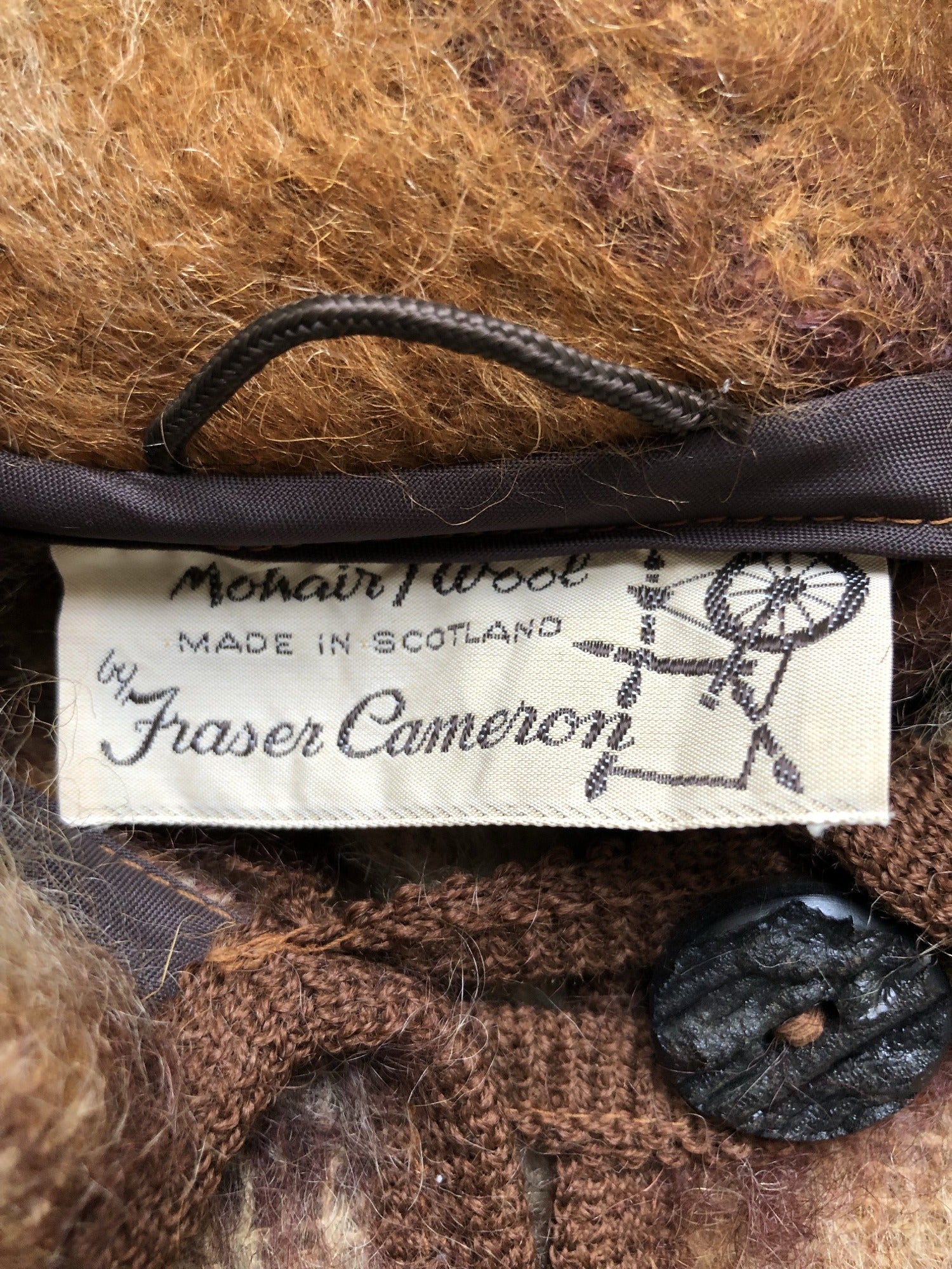 womens  vintage  Urban Village Vintage  tassle  tartan  s  round collar  poncho  fringed  fringe  Fraser Cameron  check  cape  brown  60s  1960s