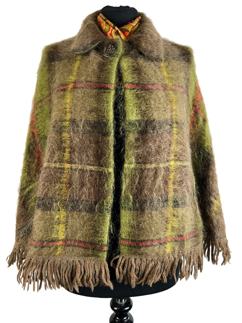wool  waistcoat  vintage  Urban Village Vintage  s  mohair  Green  checked  check  cape  autumnal  autumn  Andrew Stuart  70s  70  1970s