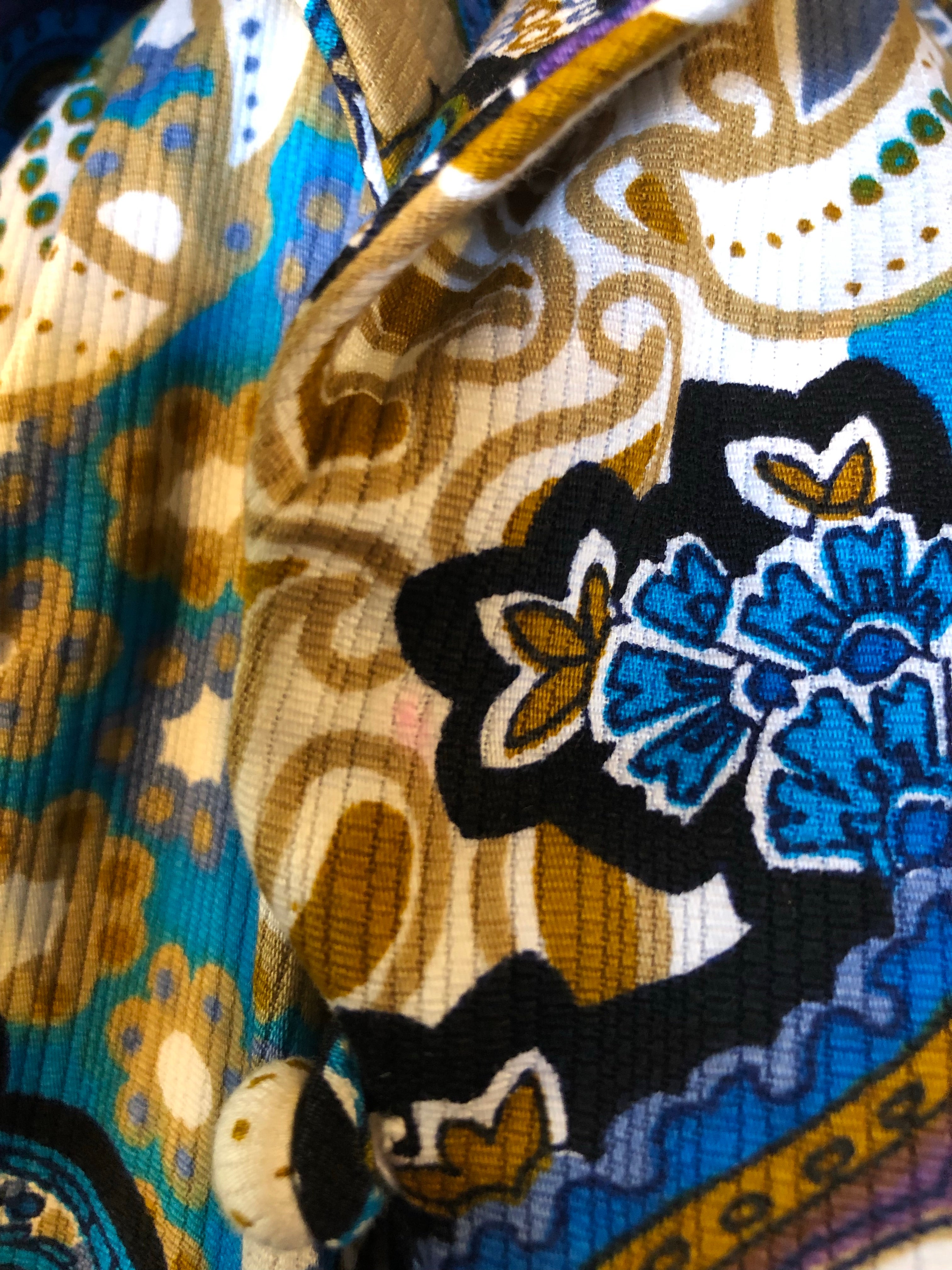 1970s Floral Print Large Collar Halter Neck Maxi Dress - Size UK 8