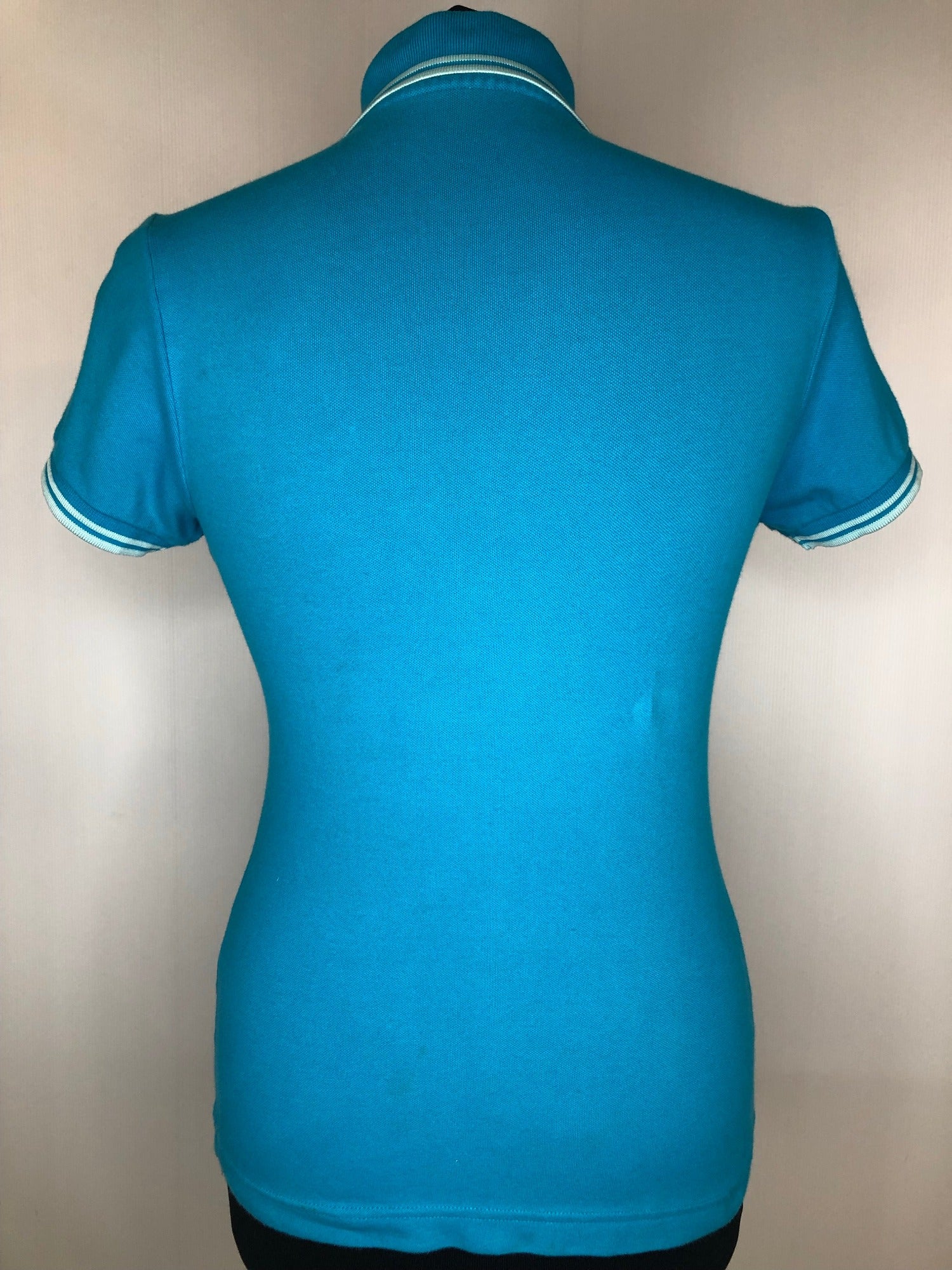 womens  Urban Village Vintage  top  T-Shirt  striped  polo top  polo  MOD  Fred Perry  embroidered logo  blue  10