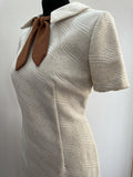 womens  vintage  shift dress  shift  scooter dress  scooter  roll neck  retro  pussy bow  modette  mod  dress  cream  brown  bow  12