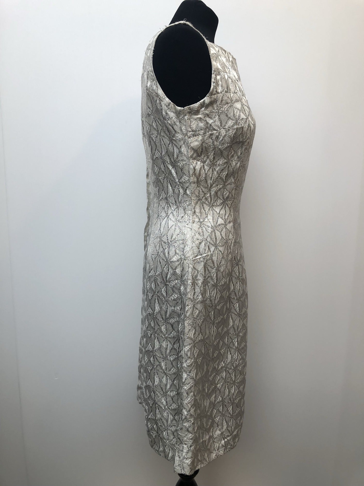 zip  womens  vintage  Urban Village Vintage  urban village  silver dress  silver  floral dress  dress  back zip  all in one  70s  1970s  10