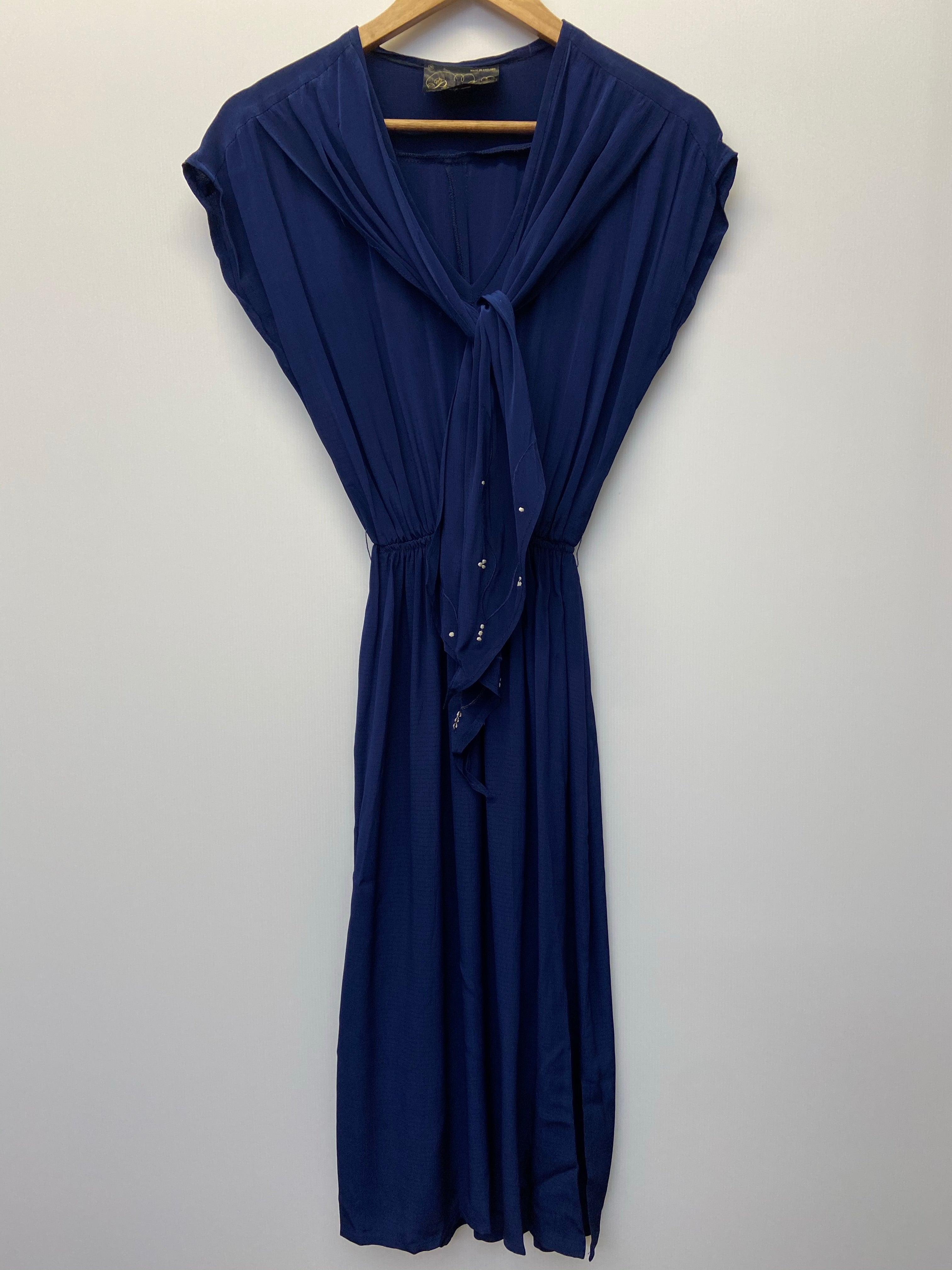 70s 80s Tie Front Dress by Paul Poly - Size 6-8