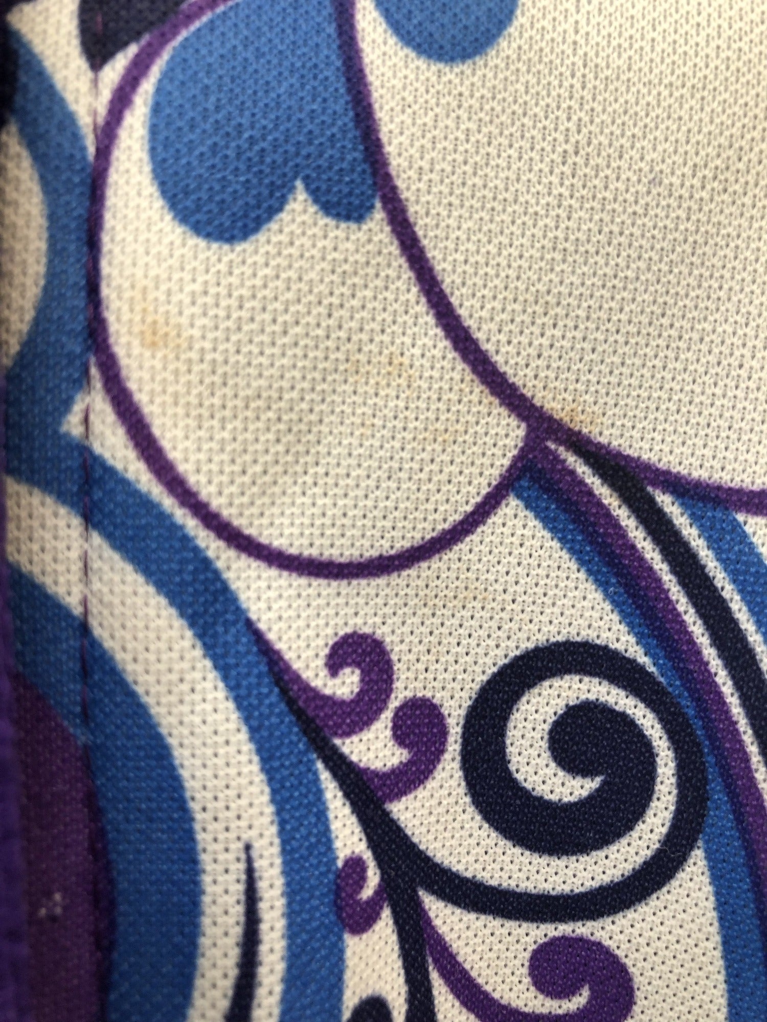 womens  vintage  Urban Village Vintage  top  purple  multi  floral print  dagger collar  Blue  blouse  70s  1970s  16