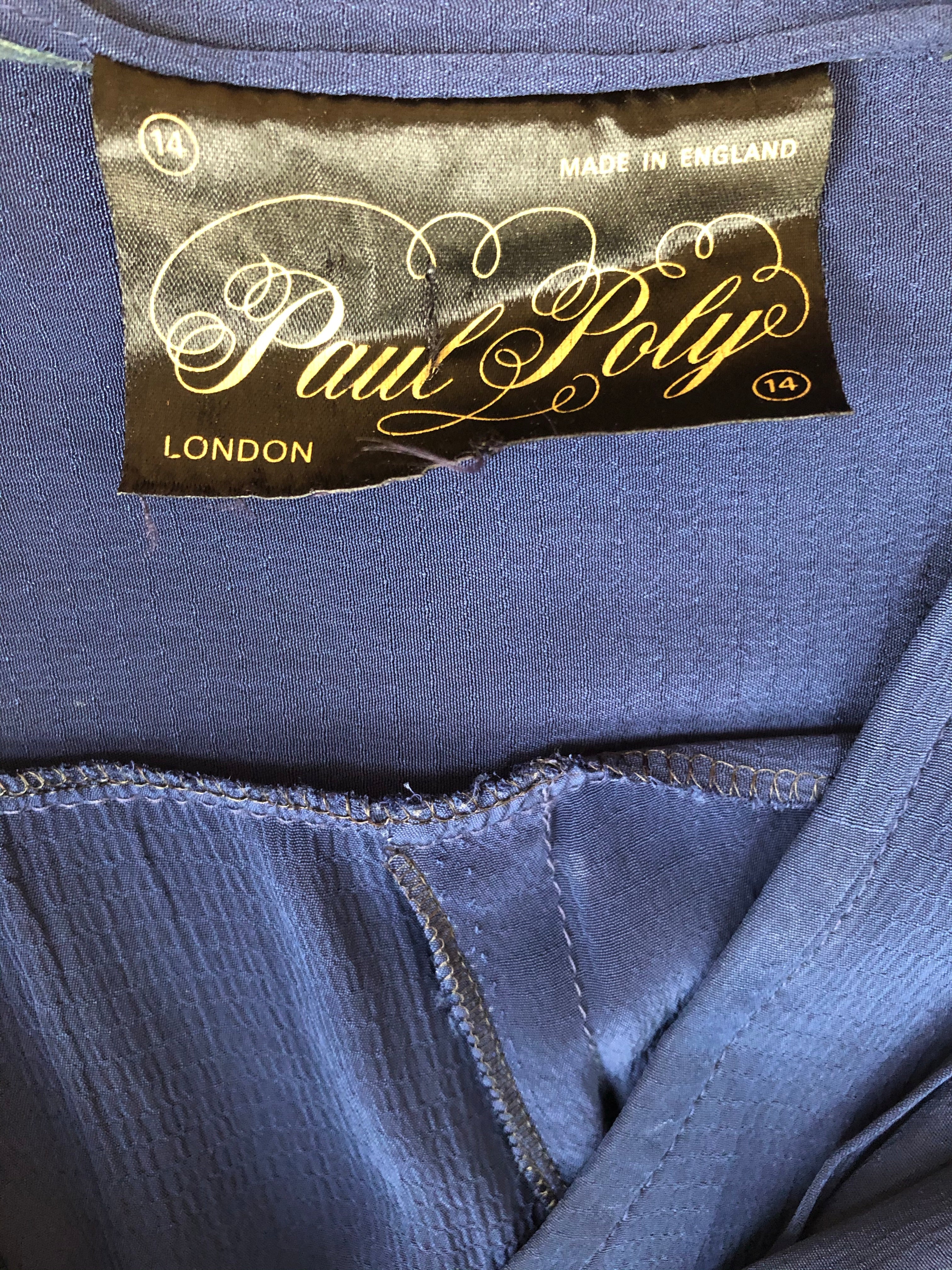 80s  1980s  70s  1970s  Paul Poly  womens  vintage  Urban Village Vintage  tie neck  midi dress  midi  dress  blue