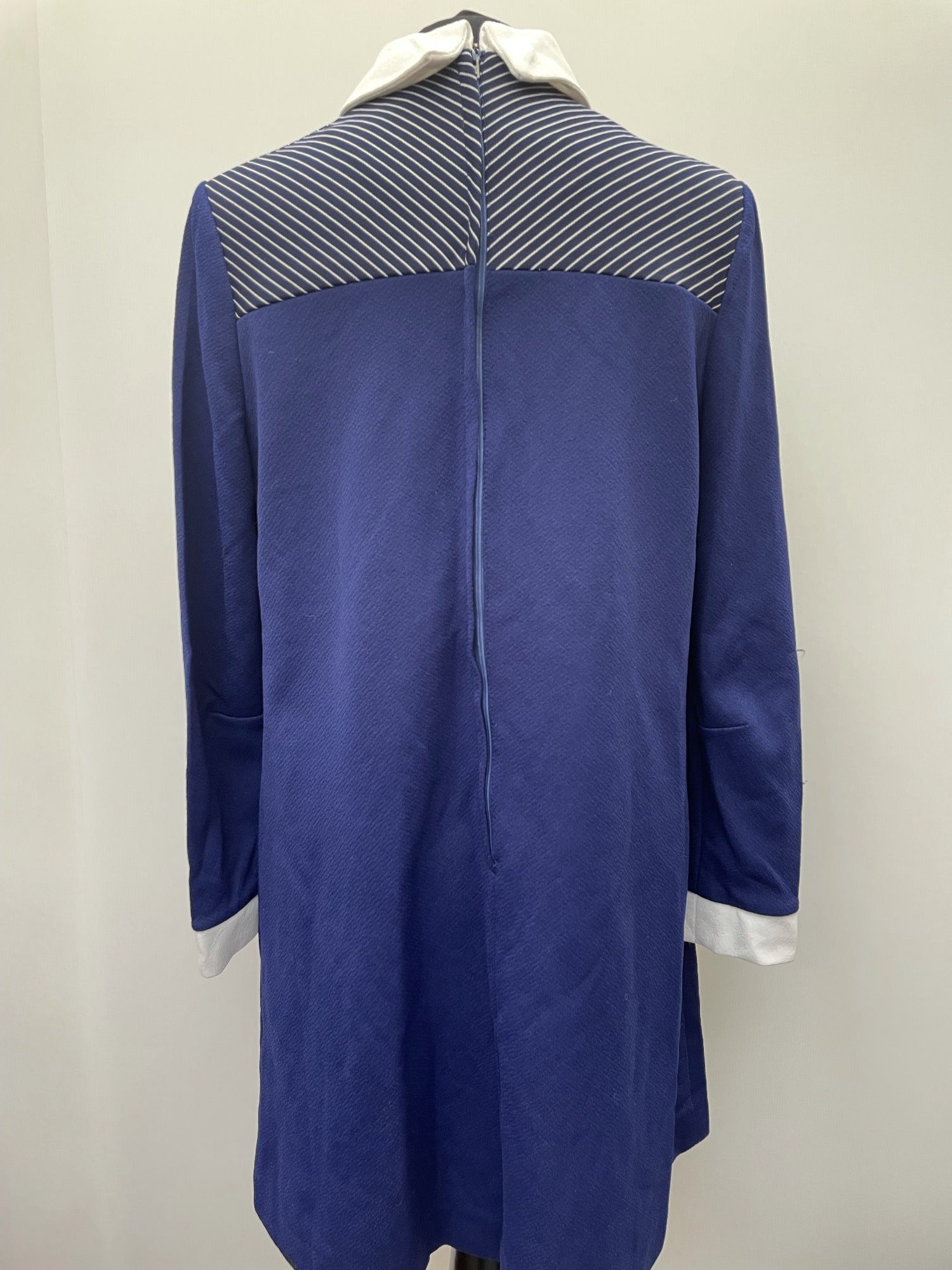 womens  vintage  Urban Village Vintage  urban village  Stripes  MOD  midi dress  midi  long sleeve  linzi  dress  decorative buttons  dark blue  blue  60s  1960s  14