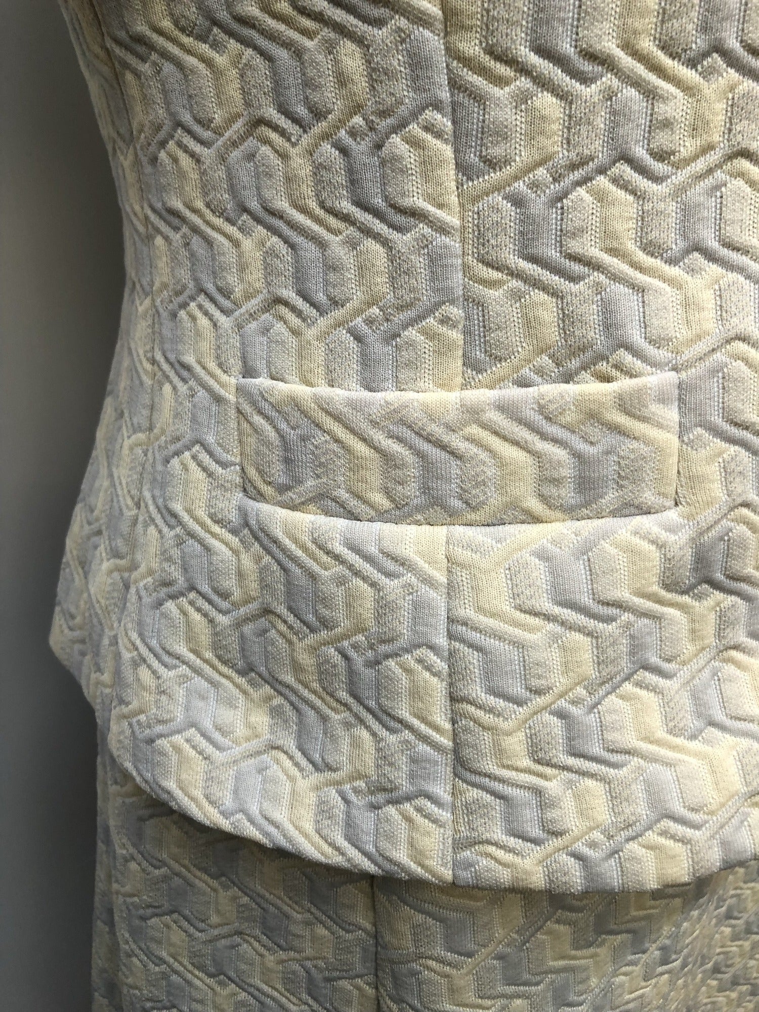 womens  vintage  Urban Village Vintage  two piece  suit  set  patterned dress  patterned  mod  matching set  Jacket  Grey  dress  cream  blazer jacket  Blazer  60s  1960s  10