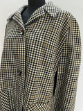 womens  vintage  Urban Village Vintage  urban village  square pattern  pockets  pocket  patterned  pattern  MOD  large check  front pockets  Cotton  collared  collar  checkered  checked  check pattern  check  cape jacket  Cape Coat  cape  button up  button front  button  brown  60s  1960s  14/16  14