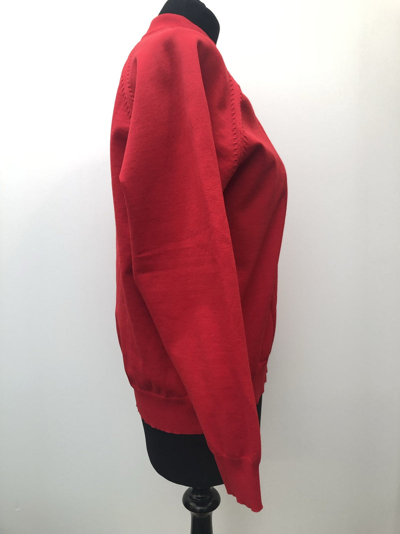 zip back  zip  womens  vintage  Urban Village Vintage  urban village  red  michelle quality garment  Long sleeved top  long sleeve  light knit  knitwear  knitted  knit  jumper  high neck  elasticated  crew neck  60s  1960s  16
