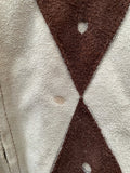 zip front  zip  womens jacket  womens  vintage  Suede Jacket  Suede  poncho  pockets  patterned  pattern  neospun jersey  front pockets  collar  cape  brown  big collar  beige  70s  1970s
