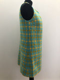 womens  vintage  Urban Village Vintage  urban village  side button fastening  retro  patterned dress  MOD  large gingham check  gingham check  Gingham  dress  blue  60s  1960s  12