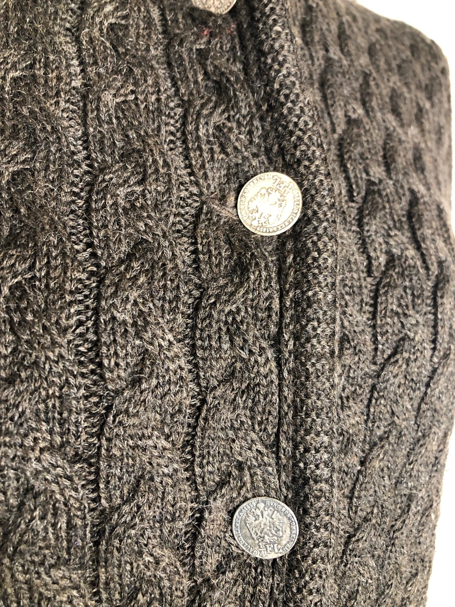 womens  waistcoat  vintage  Vest  tunic top  tunic  top  Tank Top  Lanamoden Salzburg  knitwear  knitted  Kintwear  button front  brown  70s  1970s  14