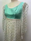 zip back  zip  womens  vintage  Urban Village Vintage  urban village  sheer  semi sheer  Polka Dot  maxi dress  maxi  long sleeve  Green  dress  balloon sleeves  balloon sleeve  balloon  70s  10