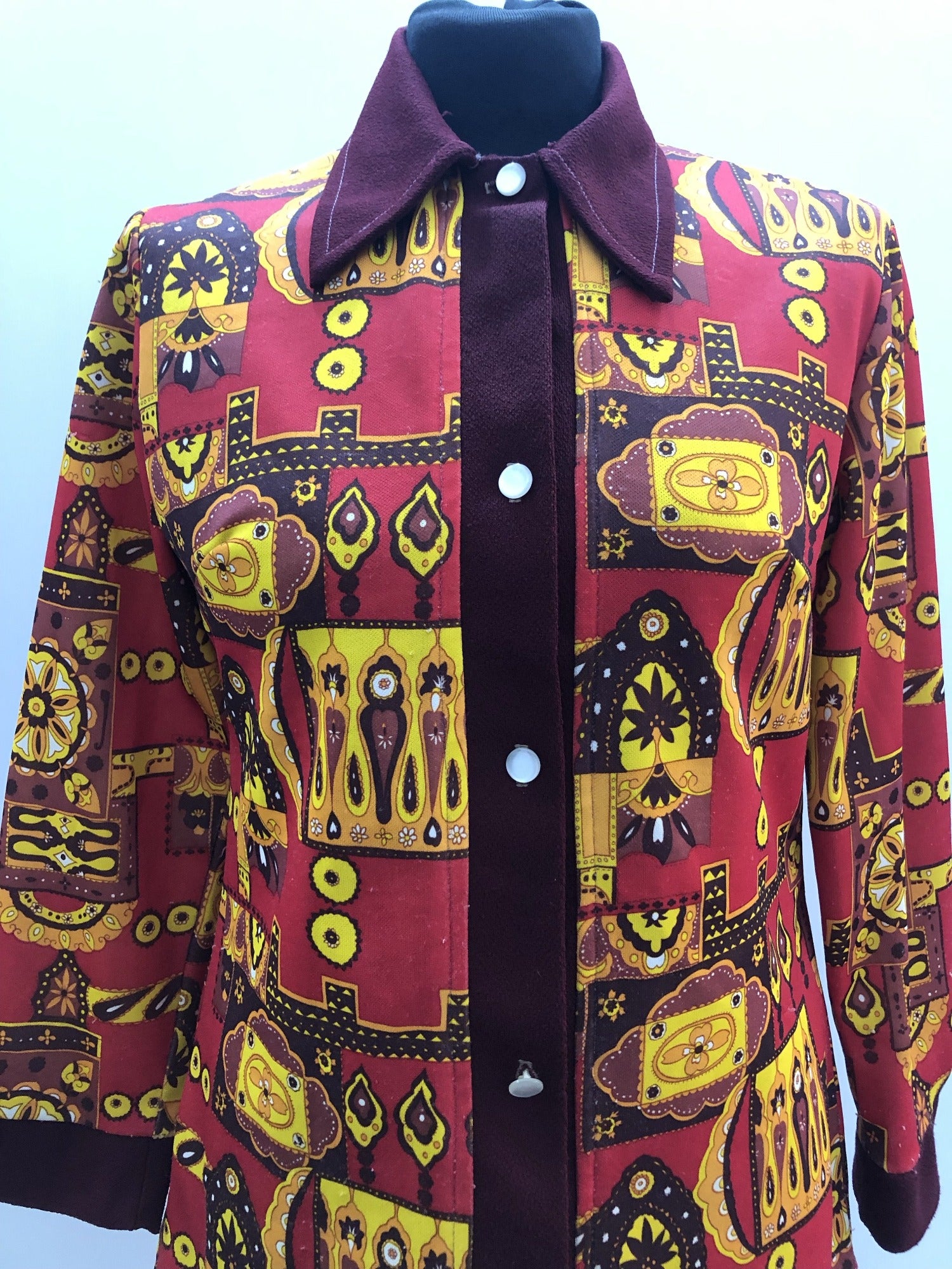 womens  vintage  Urban Village Vintage  urban village  side button fastening  retro  patterned dress  MOD  large gingham check  gingham check  Gingham  dress  blue  60s  1960s  12