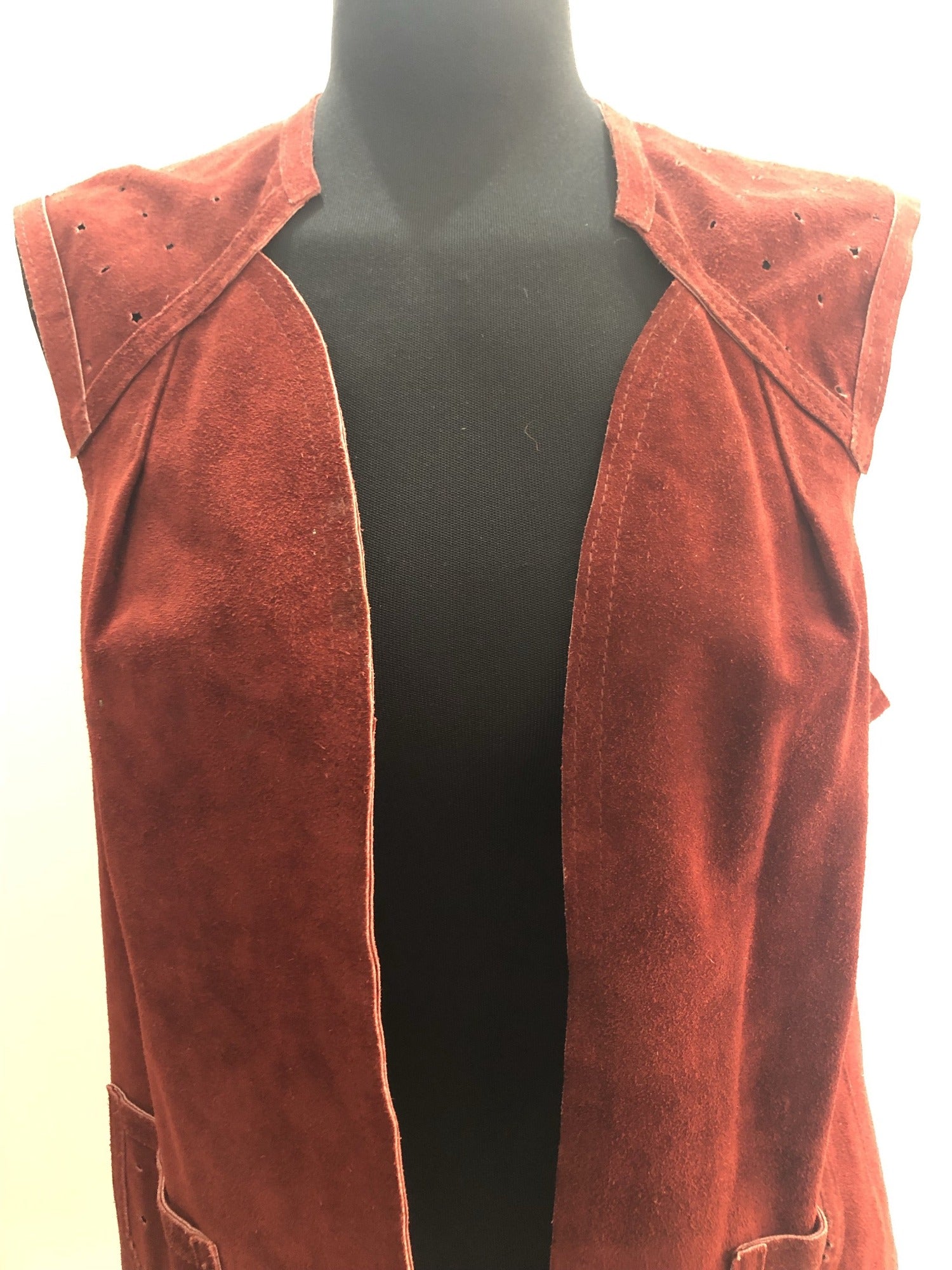 womens  waistcoat  vintage  Urban Village Vintage  Suede Jacket  Suede  Red  70s  1970s  10