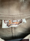 zip front  zip  womens jacket  womens  vintage  Suede Jacket  Suede  poncho  pockets  patterned  pattern  neospun jersey  front pockets  collar  cape  brown  big collar  beige  70s  1970s