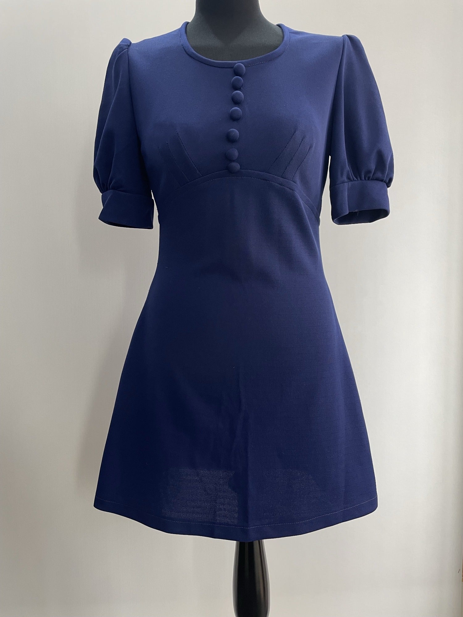 zip back  womens  vintage  Urban Village Vintage  short dress  scooter dress  scooter  puff shoulder  modette  MOD  mini dress  micro mini  dress  dolly dress  dolly  blue  A-line  8  60s  1960s