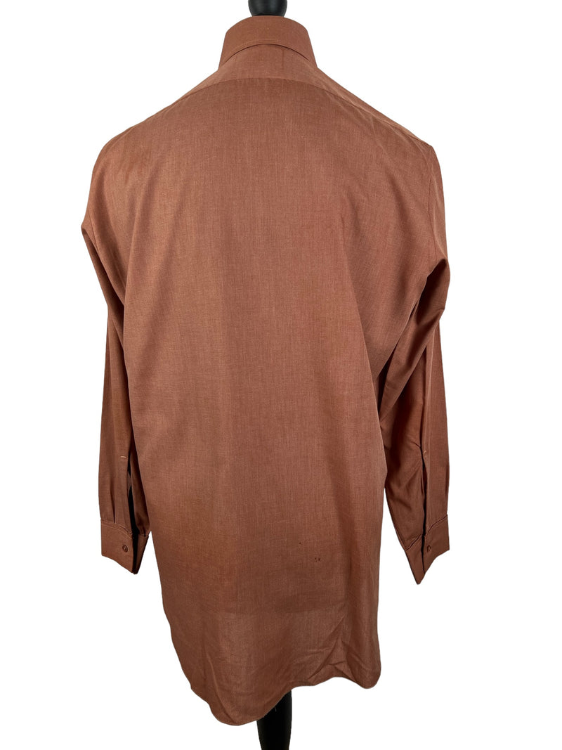 XL  vintage  Urban Village Vintage  urban village  tootal  shirt  mens  long sleeve  dagger collar  collar  button  brown  big collar  70s  1970s