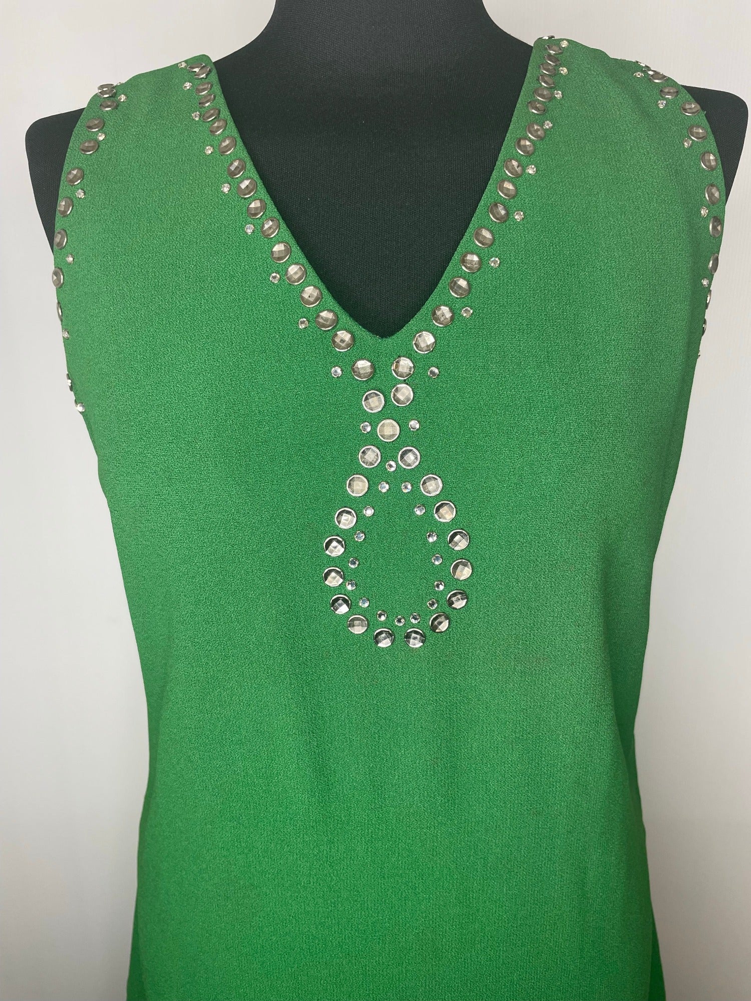 womens  vintage  Urban Village Vintage  short dress  scooter dress  scooter  pinafore dress  pinafore  party  modette  MOD  mini dress  micro mini  jewelled  jewel  green  drop waist dress  dress  dolly dress  dolly  60s  1960s  10