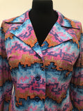 womens  vintage  Urban Village Vintage  top  print  multi  collar  blouse  70s  1970s  10
