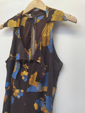zip  womens  vintage  Urban Village Vintage  summer dress  summer  sleevless  shirt dress  printed dress  patterned dress  patterned  maxi dress  maxi  long dress  floral dress  dress  dagger collar  collared dress  collar dress  collar  brown  big collar  back zip  70s  6  1970s