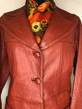 womens jacket  womens coat  womens  vintage  Urban Village Vintage  urban village  soft leather  Scandinavian fur co  retro  pockets  Leather Jacket  Leather Coat  Leather  Jacket  coat  button  brown leather  brown  big collar  autumn