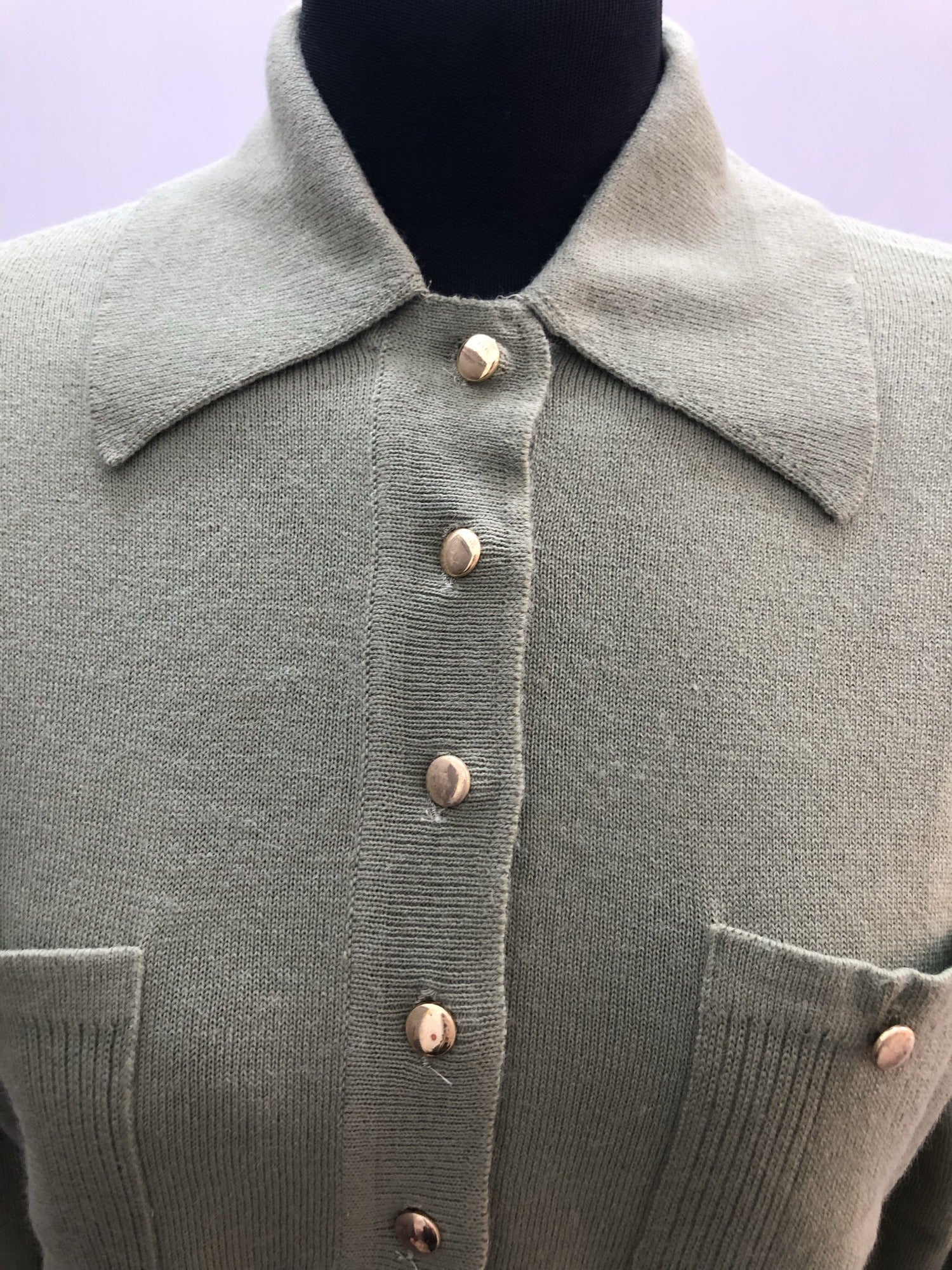 womens top  womens  waist belt  vintage  urban village  tops  top  summer top  polo top  light knitwear  knitwear  jaeger  green  collar  70s  70  1970s