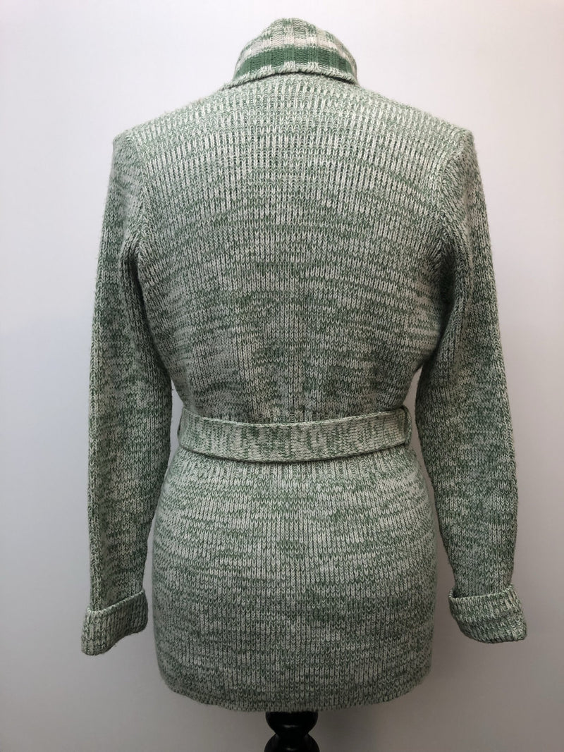 womens  vintage  Urban Village Vintage  urban village  St Michael  retro  pockets  knitwear  knitted  knit  green  cardigan  cardi  button  belted  belt  70s  1970s  12