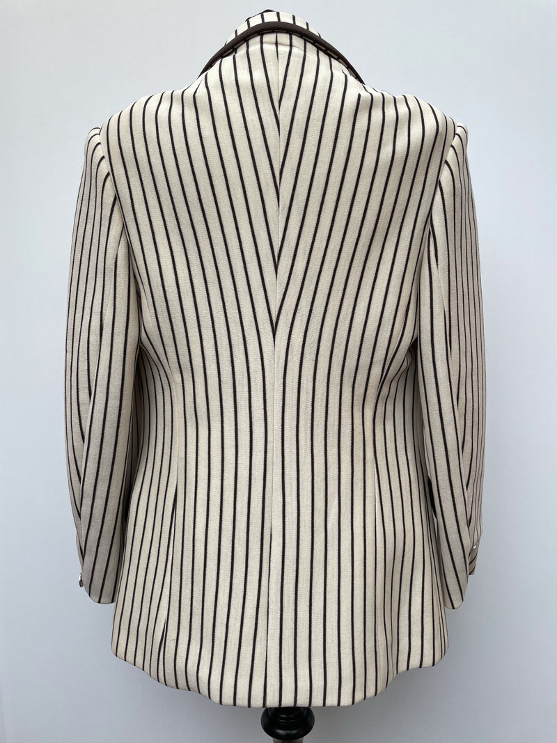 womens jacket  womens coat  womens  vintage  Urban Village Vintage  urban village  stripey  Stripes  striped  retro  lapels  Jacket  disco  decorative buttons  collar  coat  button down  button  brown  blazer jacket  Blazer  big collar  70s  1970s  10
