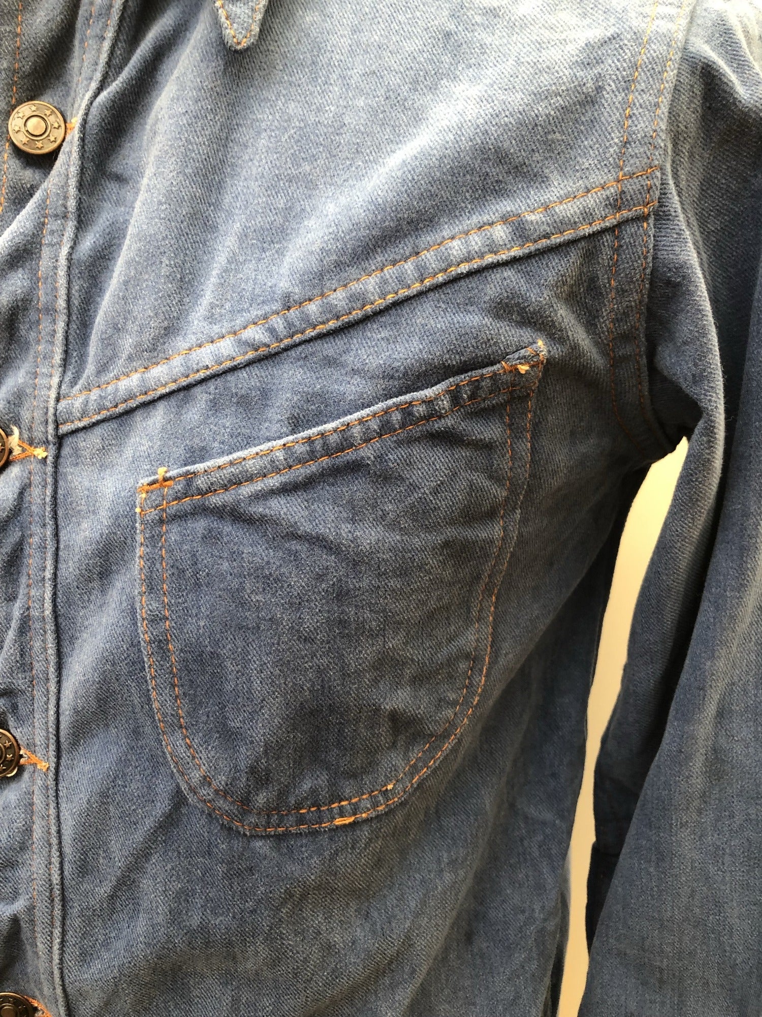 western  vintage  Urban Village Vintage  urban village  shirt  S  press stud  mens  denim style  denim shirt  denim  button fastening