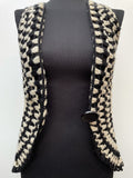 woodstock  womens  white  waistcoat  vintage  Urban Village Vintage  urban village  sleevless  retro  psychedelic  psych  One Size  Jacket  hippy  hippie  handmade  decorative buttons  crochet  button  boho  black  70s  1970s  12