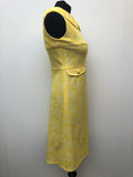 yellow  womens  vintage  Urban Village Vintage  sleevless  retro  pockets  pencil dress  patterned  MOD  floral  dress  back zip  8  60s  1960s