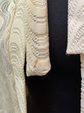 womens  white  vintage  Urban Village Vintage  urban village  swirl  retro  polyester  patterned  pattern  off white  MOD  long sleeve  Jacket  cream  bow tie  bow detail  bow  blouse  bell sleeve  bell  8  70s  1970s