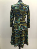 zip back  womens  winter  vintage  Urban Village Vintage  sleeves  print dress  print  multi  maxi dress  long sleeve  green  dress  blue  autumnal  autumn  70s  1970s  10