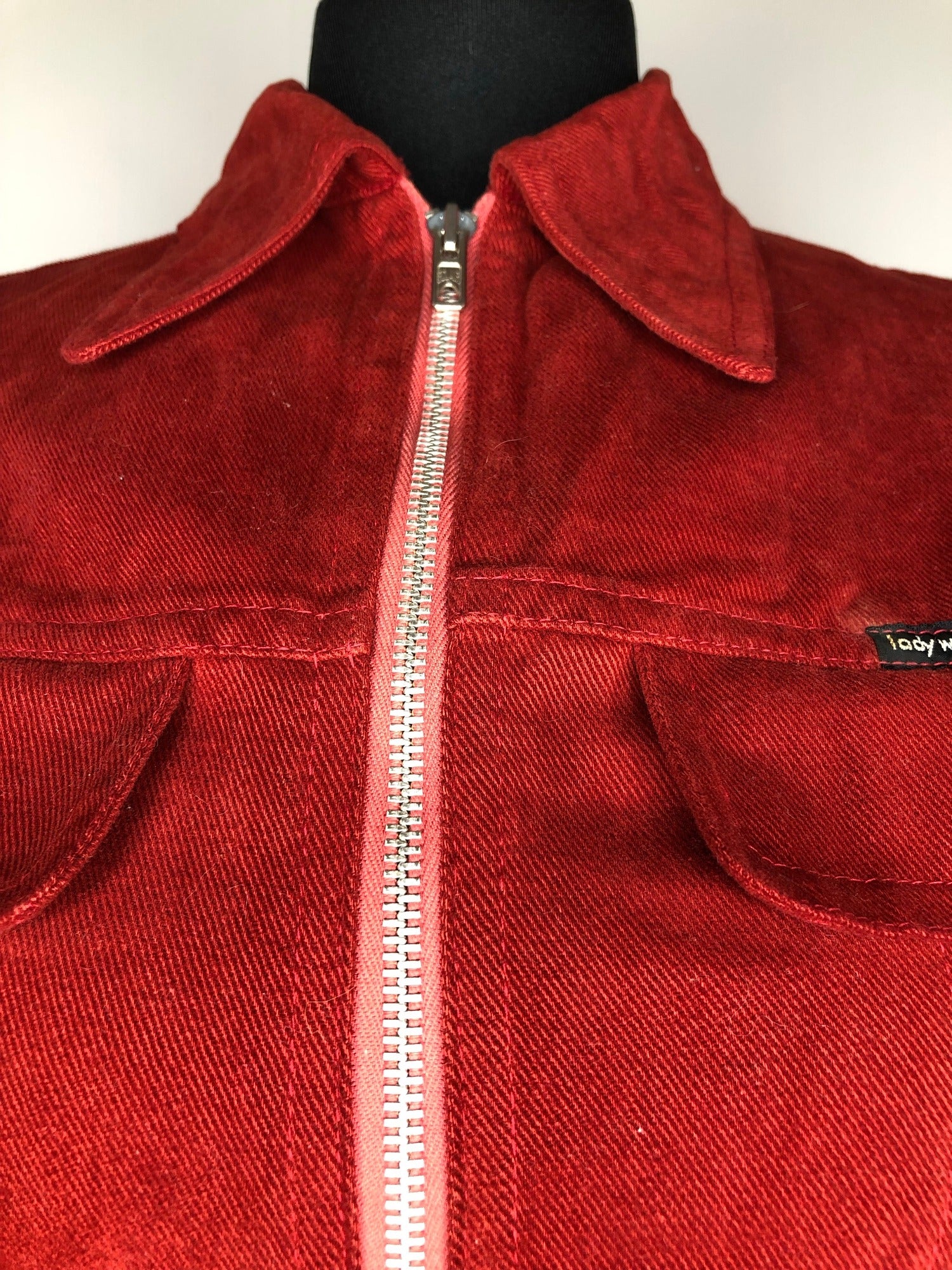 Wrangler  womens  western  vintage  red  mens  Lady Wrangler  jean  denim  cropped jacket  collared  8  70s  1970s