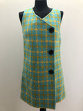 womens  vintage  Urban Village Vintage  urban village  side button fastening  retro  patterned dress  MOD  large gingham check  gingham check  Gingham  dress  blue  60s  1960s  12