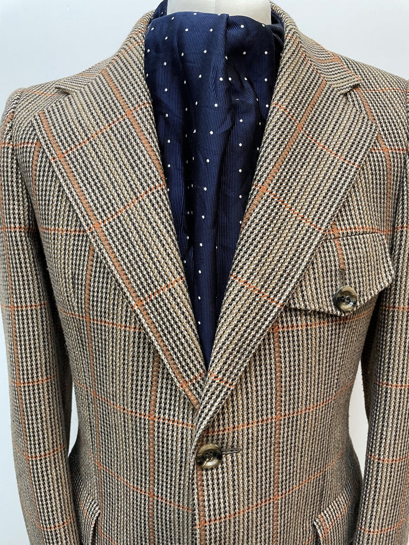 vintage  Urban Village Vintage  urban village  silk  scarf  Navy  MOD  mens  fringed  fringe  Cotton  check  60s  1960s