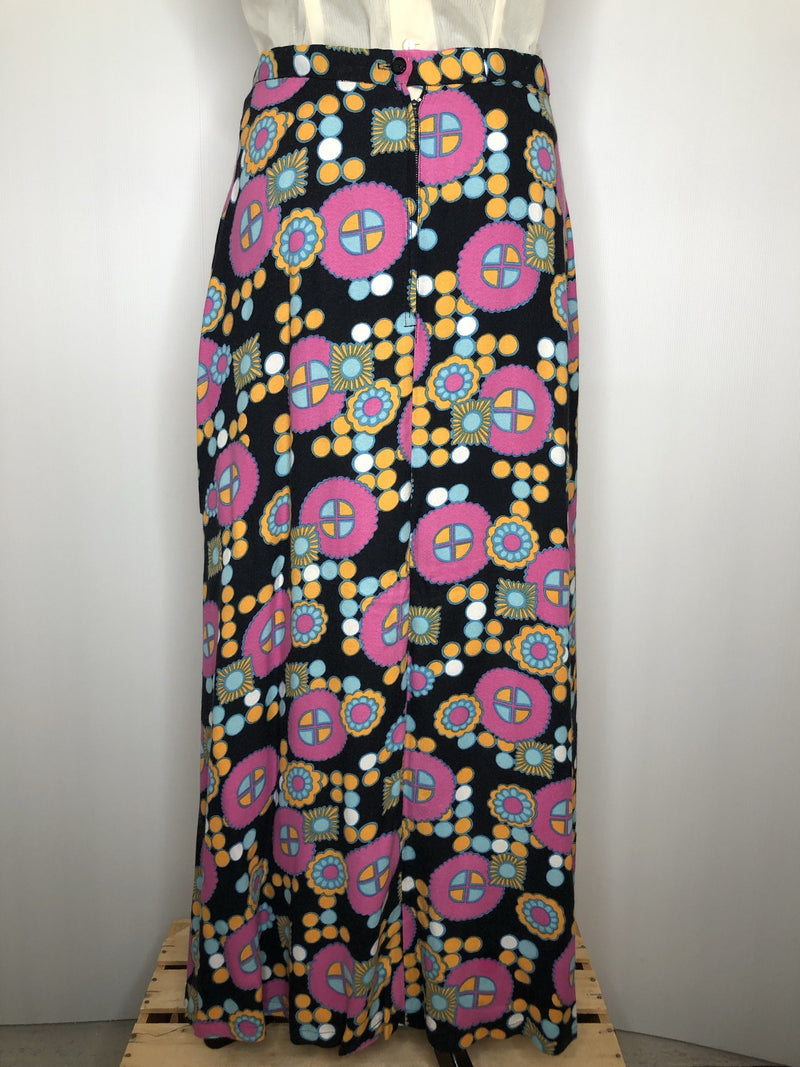 womens  vintage  Urban Village Vintage  urban village  summer dress  summer  skirt  retro  multi  maxi skirt  full skirt  floral print  floral  elasticated  Dorothy Perkins  circle print  boho  70s  1970s  10
